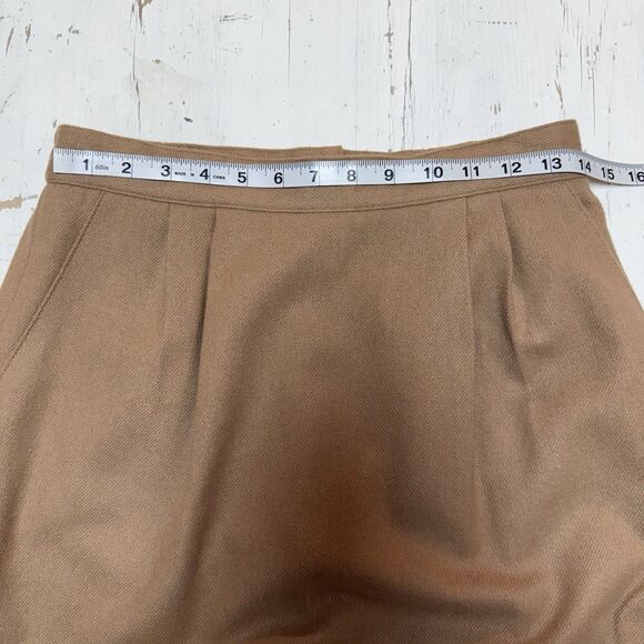 Vintage100% Pure Wool Midi Skirt Size 12 Tan Lined Sag Harbor - Picture 7 of 11